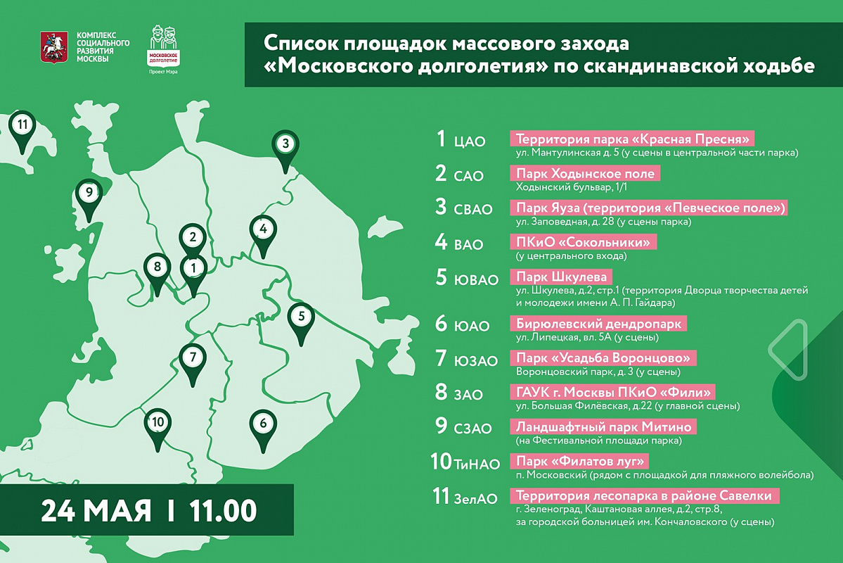 Более трех тысяч участников «Московского долголетия» выйдут на массовый заход по скандинавской ходьбе